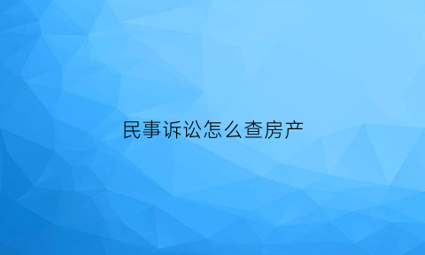 民事诉讼怎么查房产(民事诉讼怎么查房产信息)