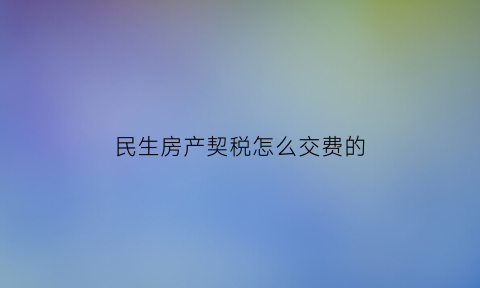 民生房产契税怎么交费的(民生楼盘质量到底怎么样)