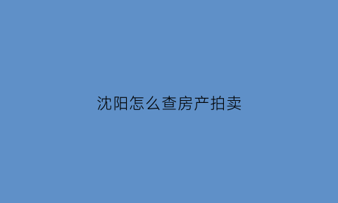 沈阳怎么查房产拍卖(沈阳市房产拍卖网)