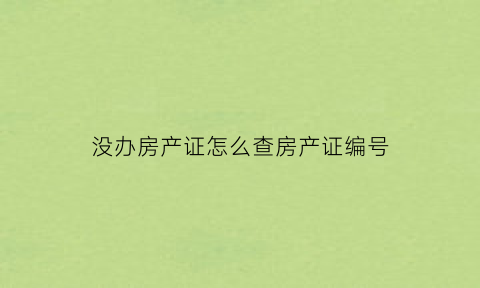 没办房产证怎么查房产证编号(没有房产证怎么查房产证号)