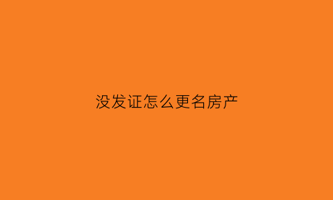 没发证怎么更名房产(没发证怎么更名房产登记)