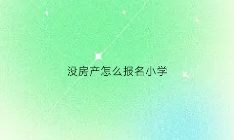 没房产怎么报名小学(没房产怎么报名小学学籍)