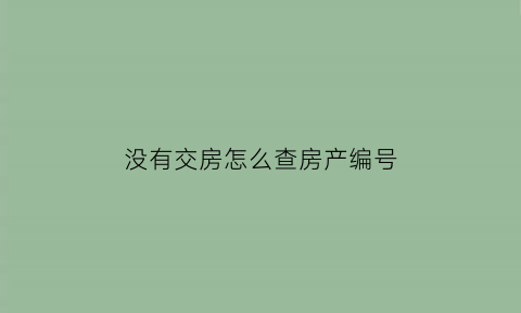 没有交房怎么查房产编号(没有交房可以查到记录吗)