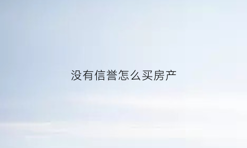 没有信誉怎么买房产(没有信誉怎么买房产证)