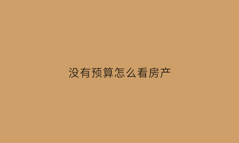 没有预算怎么看房产(没有预算怎么看房产证)