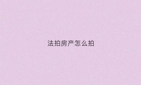 法拍房产怎么拍(怎样法拍房)