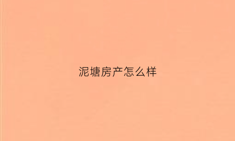 泥塘房产怎么样(泥塘新苑是安置房吗)