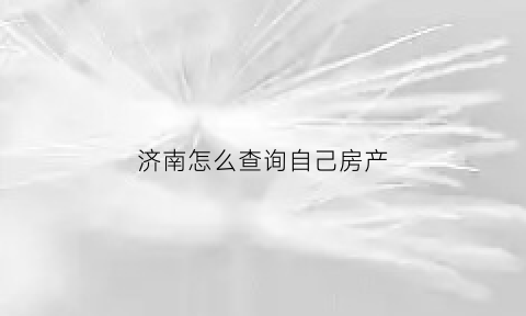 济南怎么查询自己房产(济南查房产信息查询)