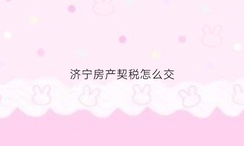 济宁房产契税怎么交(济宁房产契税怎么交费)