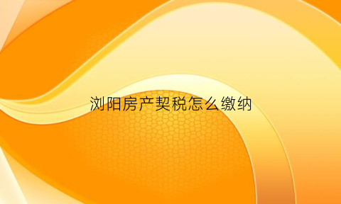 浏阳房产契税怎么缴纳(浏阳购房)