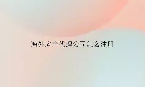 海外房产代理公司怎么注册(海外房产渠道)