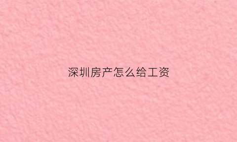 深圳房产怎么给工资(深圳房产个税新规定2020)