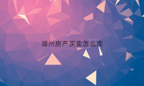 湖州房产买卖怎么卖(湖州房产买卖怎么卖的)