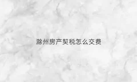 滁州房产契税怎么交费(滁州市购房契税优惠政策)