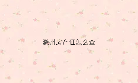 滁州房产证怎么查