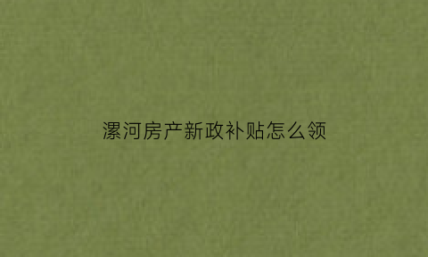 漯河房产新政补贴怎么领