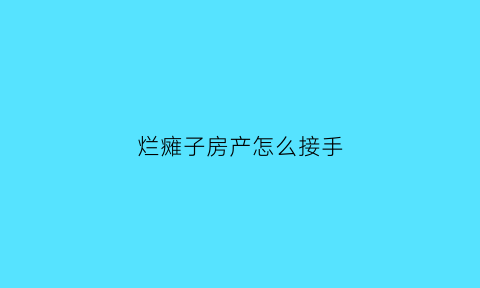 烂瘫子房产怎么接手(烂的房子)