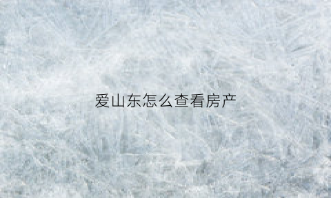 爱山东怎么查看房产(爱山东怎么查看房产证)