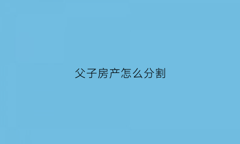 父子房产怎么分割(父子房产怎么过户手续)