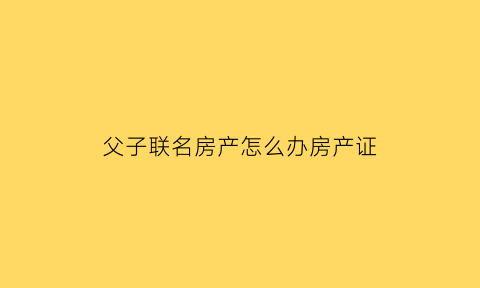 父子联名房产怎么办房产证