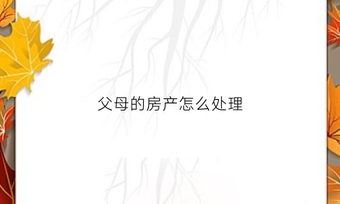 父母的房产怎么处理(父母房产怎么处理能合理避税)