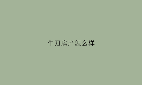 牛刀房产怎么样(牛刀房价)
