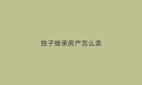 独子继承房产怎么卖(独子继承房产怎么卖掉)