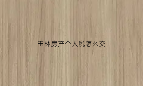 玉林房产个人税怎么交