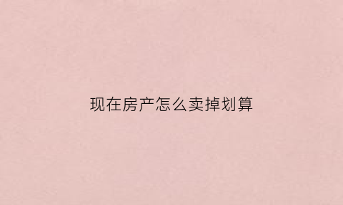 现在房产怎么卖掉划算(现在房子怎么卖)