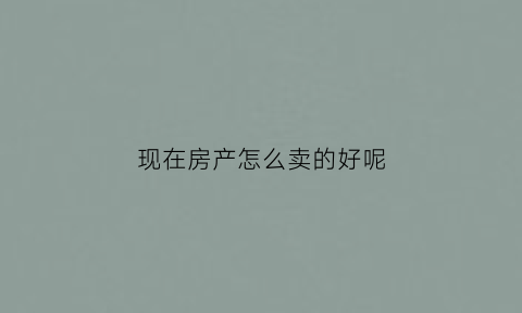 现在房产怎么卖的好呢