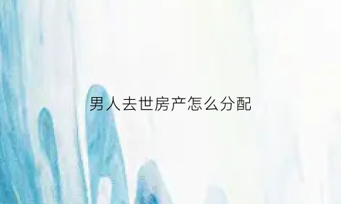 男人去世房产怎么分配(男人死了遗产留给谁)