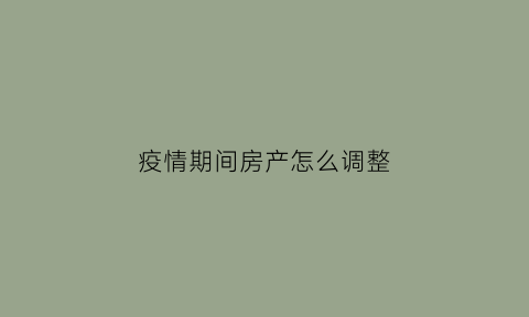 疫情期间房产怎么调整(疫情期间房地产最新政策信息)