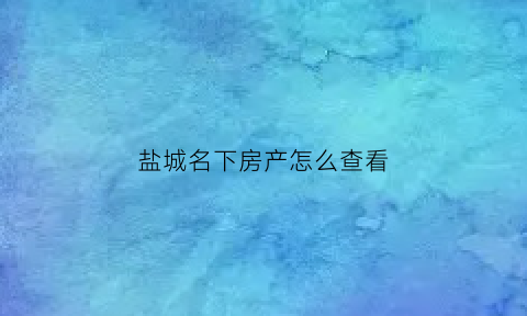 盐城名下房产怎么查看(我的盐城房产信息查不到)