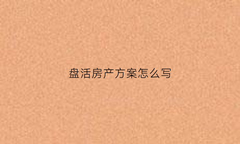 盘活房产方案怎么写(房屋盘活方案)