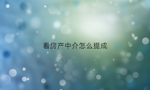 看房产中介怎么提成