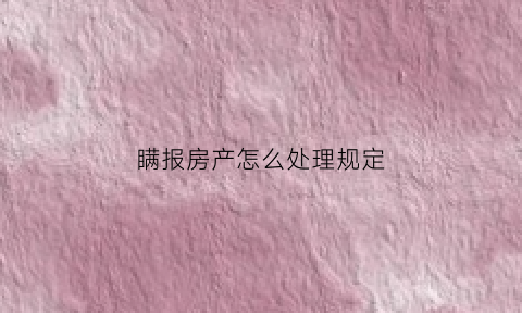 瞒报房产怎么处理规定(瞒报个人财产如何处理)