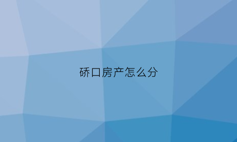 硚口房产怎么分(硚口区的房子)