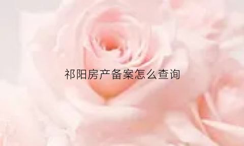 祁阳房产备案怎么查询(祁阳商品房产备案查询网)