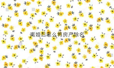 离婚后怎么将房产除名(离婚后房产如何除名)