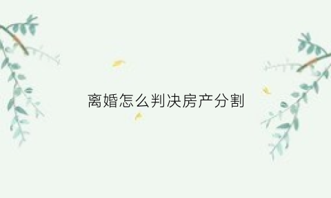 离婚怎么判决房产分割(离婚怎么判决房产分割案件)