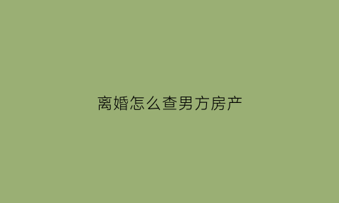 离婚怎么查男方房产(夫妻离婚怎样查对方的资产)