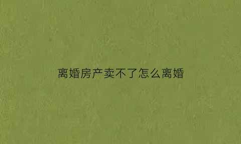 离婚房产卖不了怎么离婚(离婚了房子不卖以后再卖可以吗)