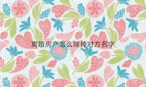 离婚房产怎么除掉对方名字(离婚了如何把房子的一方去除掉)