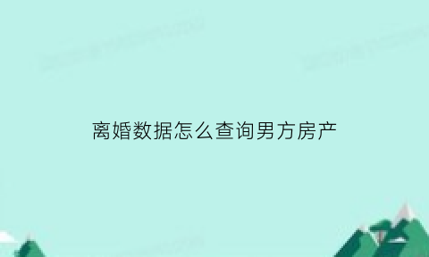 离婚数据怎么查询男方房产