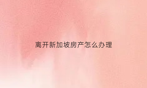 离开新加坡房产怎么办理