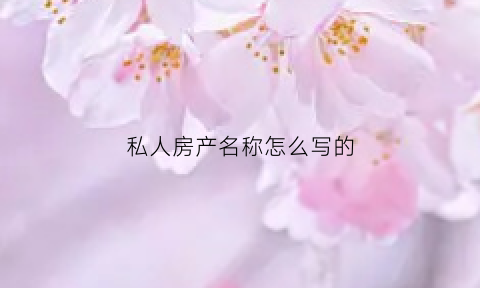 私人房产名称怎么写的(私人住宅名)