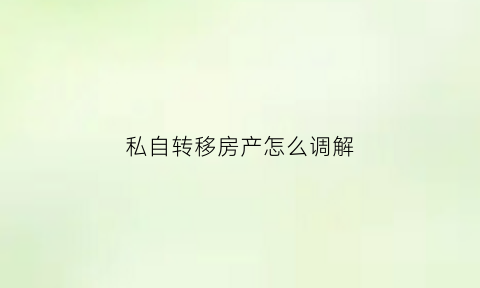 私自转移房产怎么调解