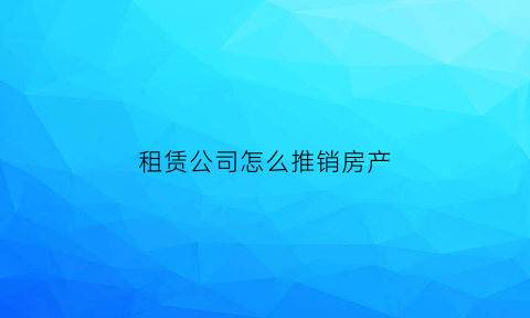 租赁公司怎么推销房产(租赁公司怎么推销房产呢)