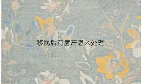 移民后有房产怎么处理(移民后有房产怎么处理最好)