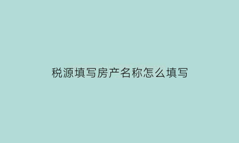 税源填写房产名称怎么填写(房产税税源信息错误怎样更改)